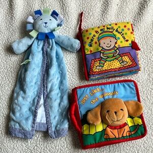 Cloth Baby Books & Teddy Bear Security Blanket